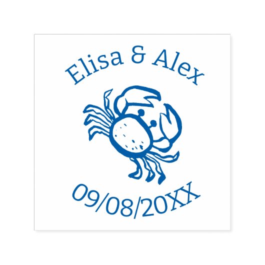 Seashell Beach Wedding Schattigee KRAB CUSTOM Zelfinktende Stempel (Design)