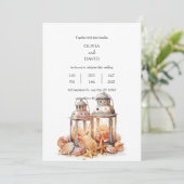 Seashell Beach Zomer decor Lantaarns Bruiloft Kaart (Staand voorkant)