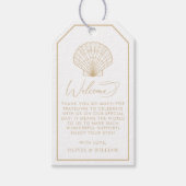 Seashell Beige Beach Wedding Welkom Cadeaulabel (Voorkant)