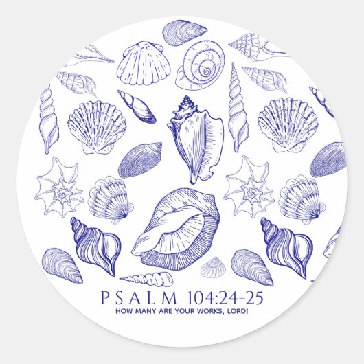 Seashell Bible Verse Ronde Sticker (Voorkant)