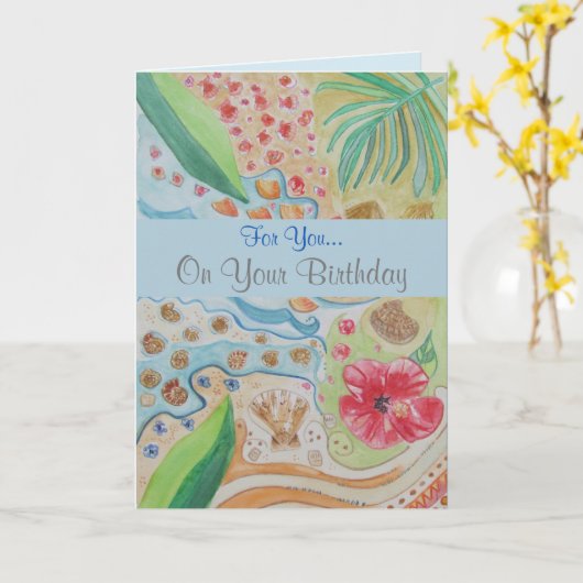 Seashell Birthday Greetings Kaart (Gele Bloem)