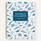 Seashell Blauw en wit strand Notitieboek (Voorkant)
