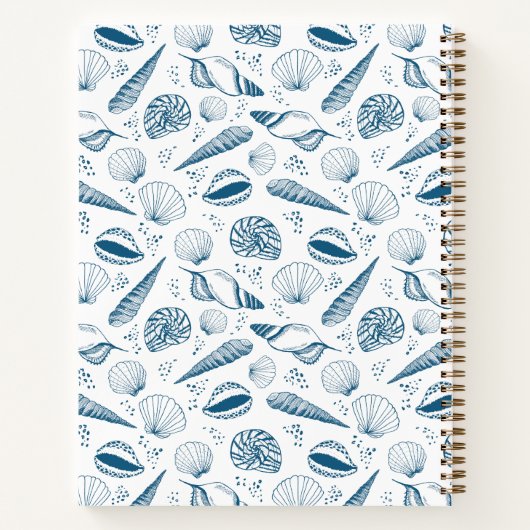 Seashell Blauw en wit strand Notitieboek (Achterkant)