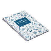 Seashell Blauw en wit strand Notitieboek (Rechterzijde)