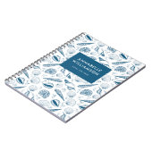 Seashell Blauw en wit strand Notitieboek (Linkerzijde)