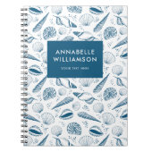 Seashell Blauw en wit strand Notitieboek (Voorkant)