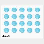 Seashell Blauw Shell Bruiloft Zee Shell Scallop Ronde Sticker (Vel)