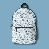 Seashell Blauw Wit strand Bedrukte Rugzak