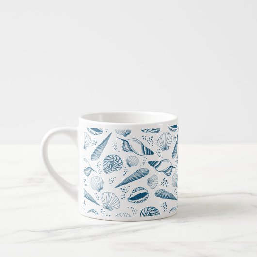 Seashell Blauw Wit strand Espresso Kop (Links)