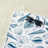 Seashell Blauw Wit strand Strandlaken (In situ)