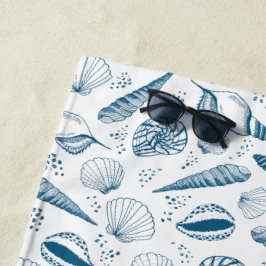 Seashell Blauw Wit strand Strandlaken