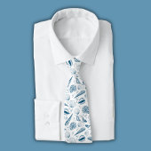 Seashell Blauw Wit strand Stropdas