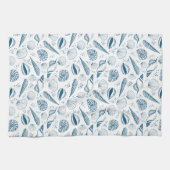 Seashell Blauw Wit strand Theedoek (Horizontaal)