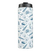 Seashell Blauw Wit strand Thermosbeker (Voorkant)