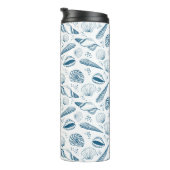 Seashell Blauw Wit strand Thermosbeker (Geroteerd rechts)