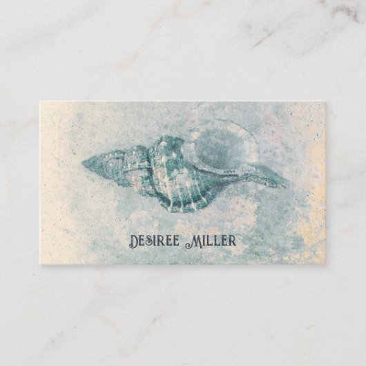 Seashell Blauwgroen Beige  Ocean Beach Theme Visitekaartje (Voorkant)