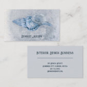 Seashell Blue Beach Theme Visitekaartje (Voorkant / Achterkant)