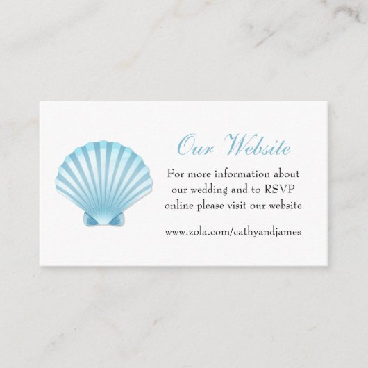 Seashell Blue Nautical Elegant Wedding Website Informatiekaartje (Voorkant)