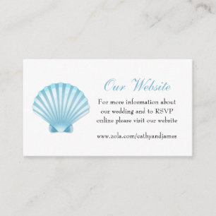 Seashell Blue Nautical Elegant Wedding Website Informatiekaartje