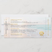 Seashell Boarding Pass Ticket Beach Weddenschap Save The Date (Achterkant)