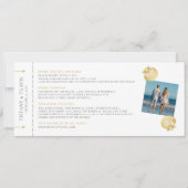 Seashell Boarding Pass Ticket Beach Weddenschap Save The Date (Achterkant)