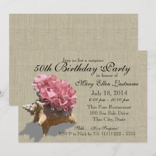 Seashell Boeket 50ste Verjaardagsfeest Kaart (Voorkant / Achterkant)