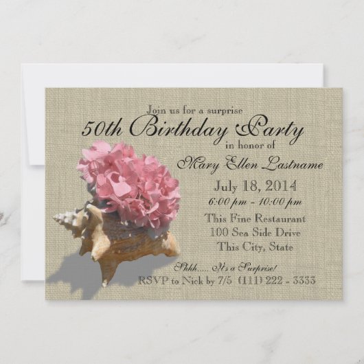 Seashell Boeket 50ste Verjaardagsfeest Kaart (Voorkant)