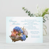 Seashell Boeket en Starfish Destination Wedding Kaart (Staand voorkant)