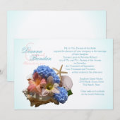 Seashell Boeket en Starfish Destination Wedding Kaart (Voorkant / Achterkant)