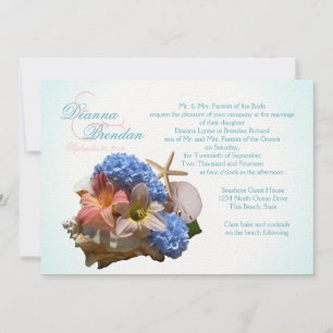 Seashell Boeket en Starfish Destination Wedding Kaart
