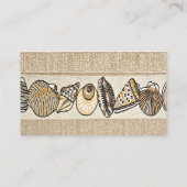 Seashell Border op Bruin Weave Trouwplaats Kaarten Plaatskaartje (Achterkant)