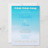 Seashell Borders Beach Wedding Invitation Kaart (Voorkant)