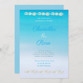 Seashell Borders Beach Wedding Invitation Kaart (Voorkant / Achterkant)