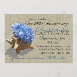 Seashell Bouquet 25th Jubileum Beach Party Kaart