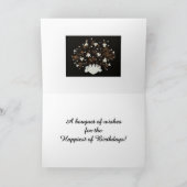 Seashell Bouquet Wit op Zwart Elegante Verjaardag Kaart (Binnen)