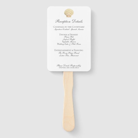  Seashell bruiloft Menu Handwaaier (Achterkant)