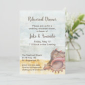 Seashell bruiloft repetitie diner kaart (Staand voorkant)