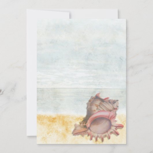 Seashell bruiloft repetitie diner kaart (Achterkant)