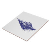 Seashell Charonia Tritonis Blauw & Wit Tegeltje (Zijkant)