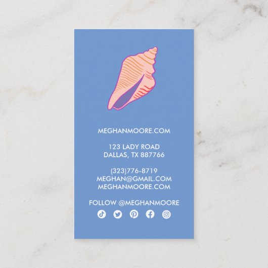 Seashell Chic Beach Beauty Salon Simple Modern Visitekaartje (Achterkant)