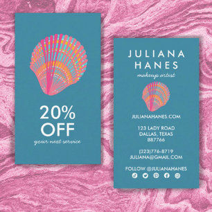 Seashell Chic Minimalist Beachy Colorful Cool Kortingskaartje