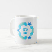 Seashell cirkels strand babe of aangepaste naam koffiemok (Voorkant links)