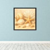 Seashell Collectie Display – Kuststilleven Canvas Afdruk (Insitu (Houten vloer))