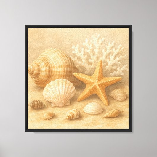 Seashell Collectie Display – Kuststilleven Canvas Afdruk (Voorkant)