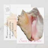 Seashell Conch Beach bruiloft Aankondigingskaart (Voorkant / Achterkant)