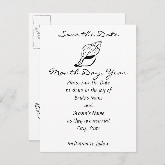 Seashell/Conch Bewaar de datum Aankondigingskaart (Voorkant / Achterkant)