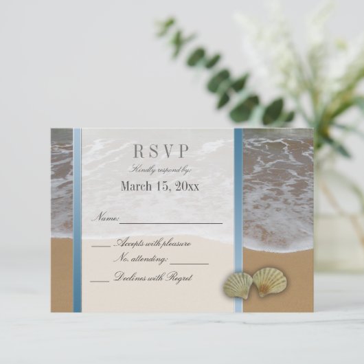 Seashell Destination Wedding DIY RSVP (Staand voorkant)