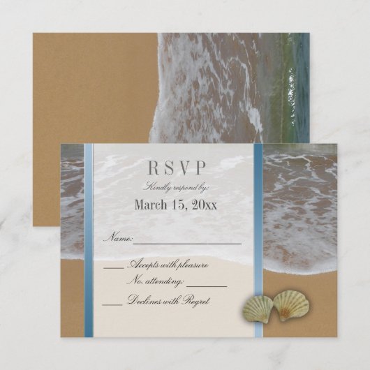 Seashell Destination Wedding DIY RSVP (Voorkant / Achterkant)