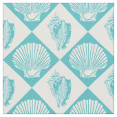 Seashell Diamond Nautical Beach Blue Stof (Close Up)