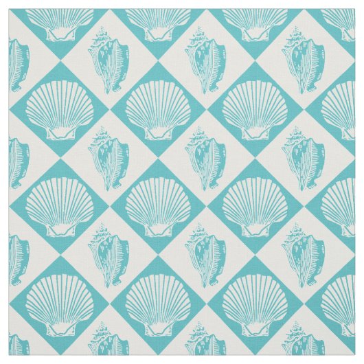 Seashell Diamond Nautical Beach Blue Stof (Swatch)